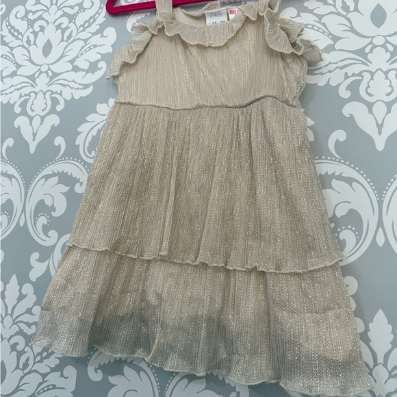 Zara Metallic Ruffle Neckline Layered Dress - Picture 3 of 4